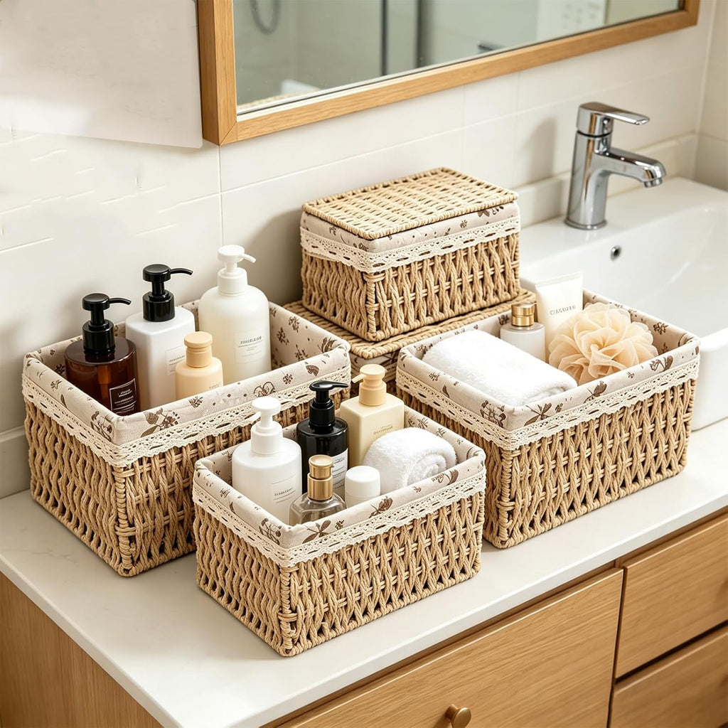 Nesting Rattan Storage Baskets With Lids