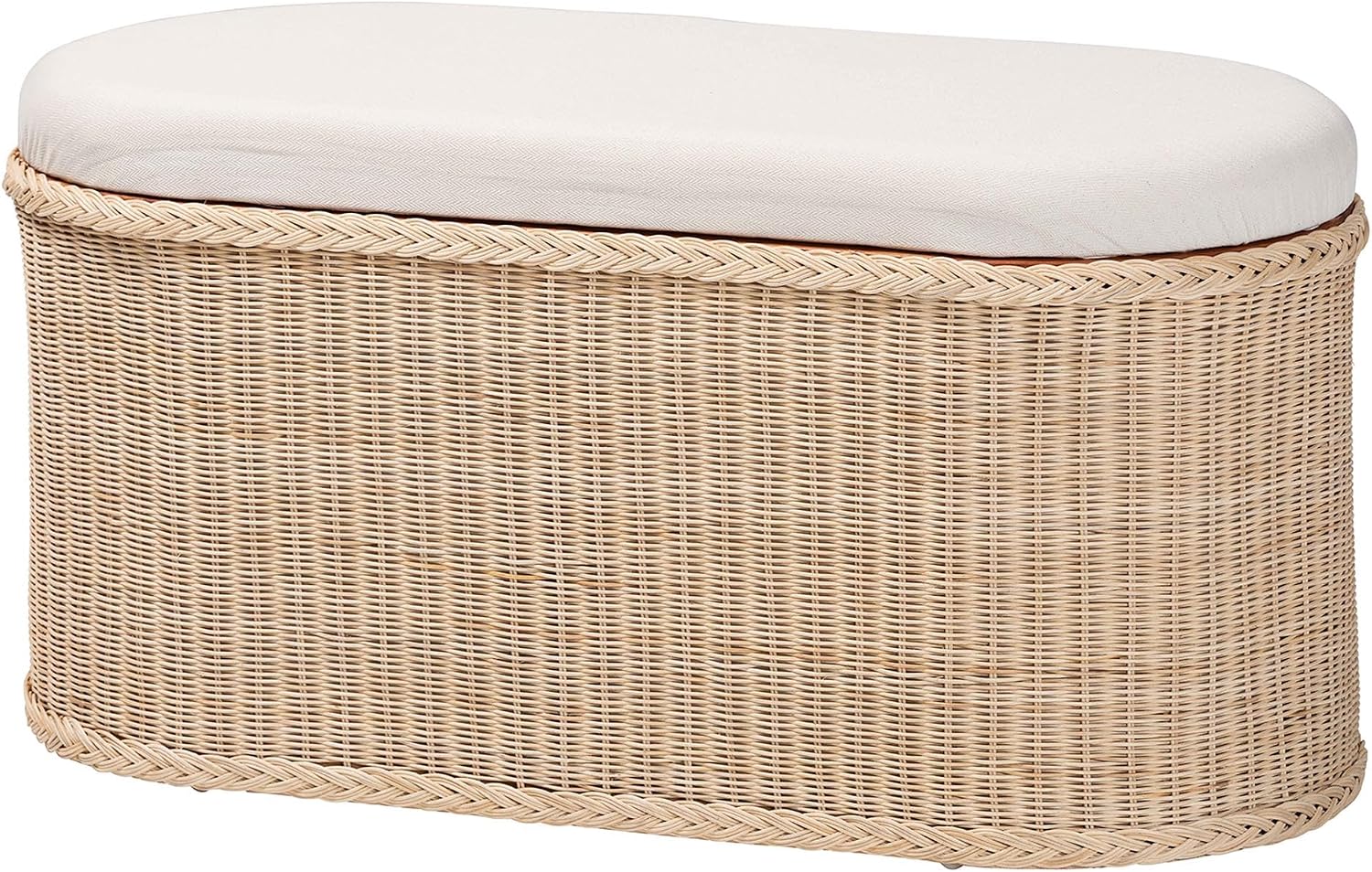 Rattan Storage Bench With Cushion