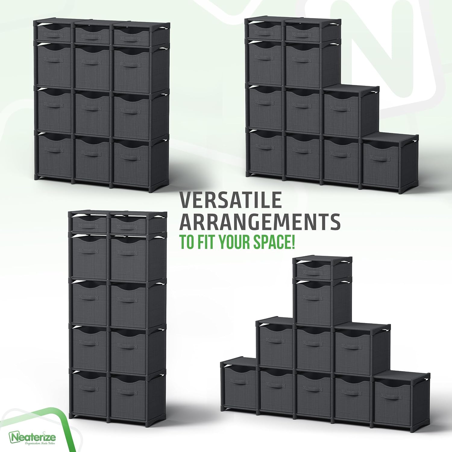 12 Cube Storage Organizer Dark Grey