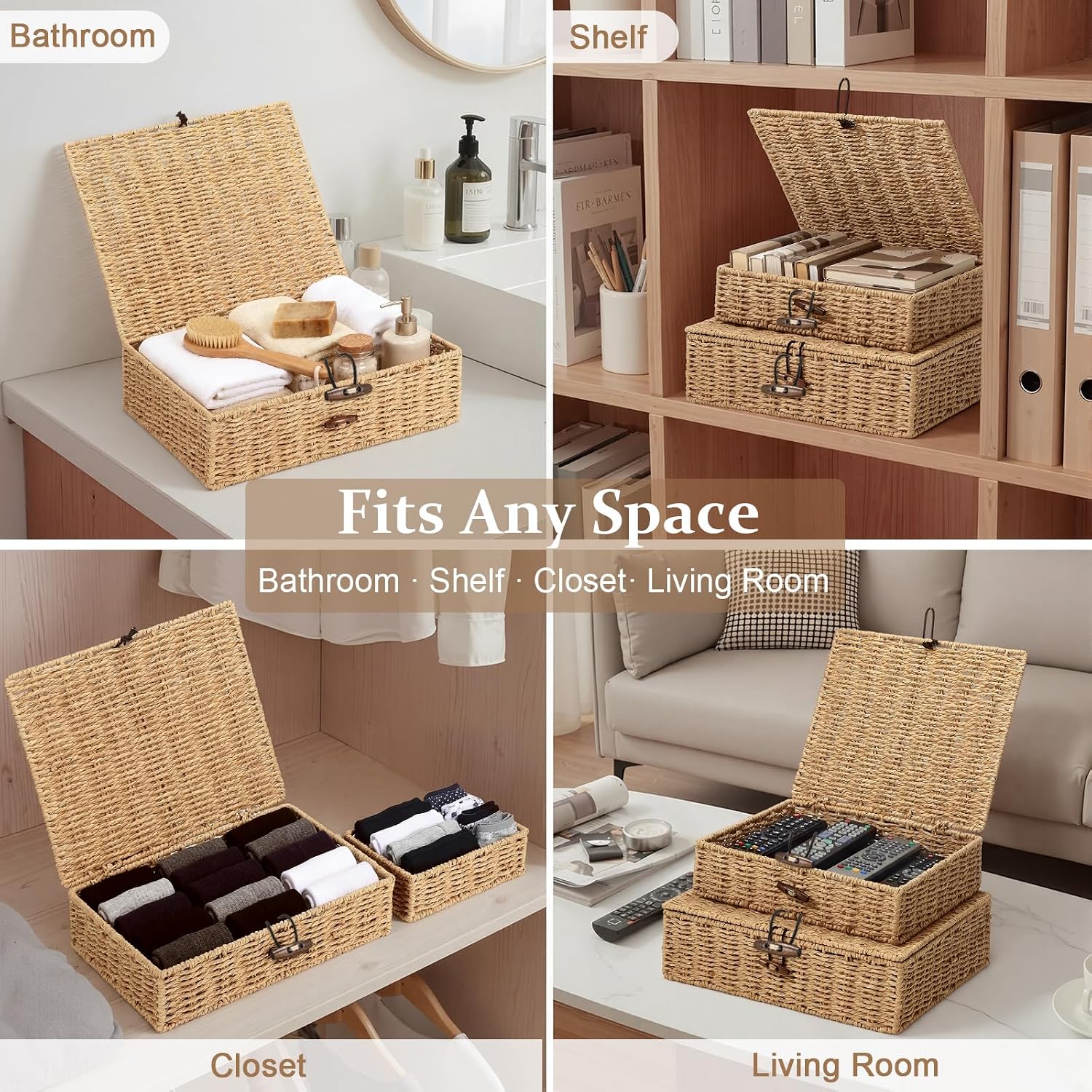 Paper Rope Wicker Storage Baskets