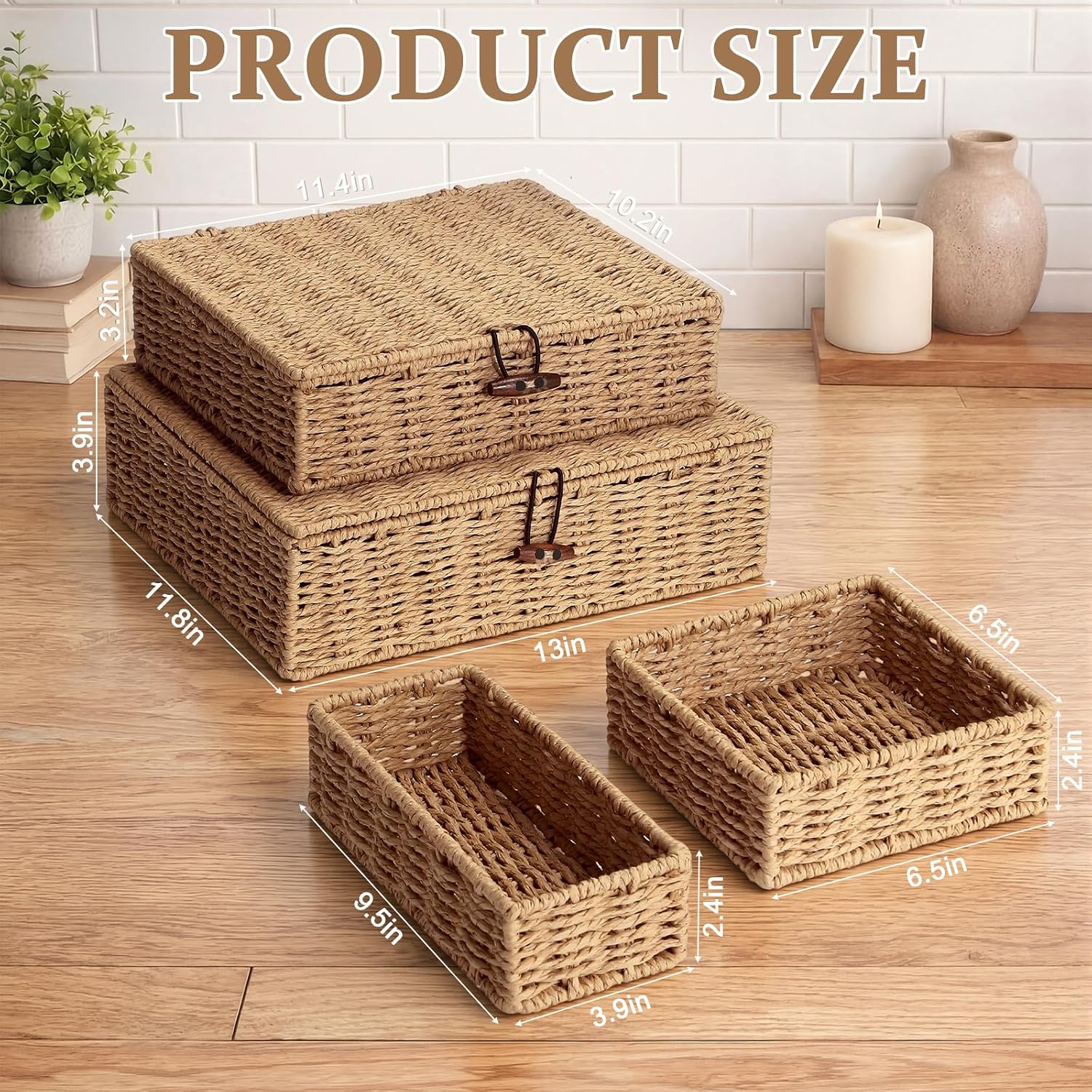 Paper Rope Wicker Storage Baskets