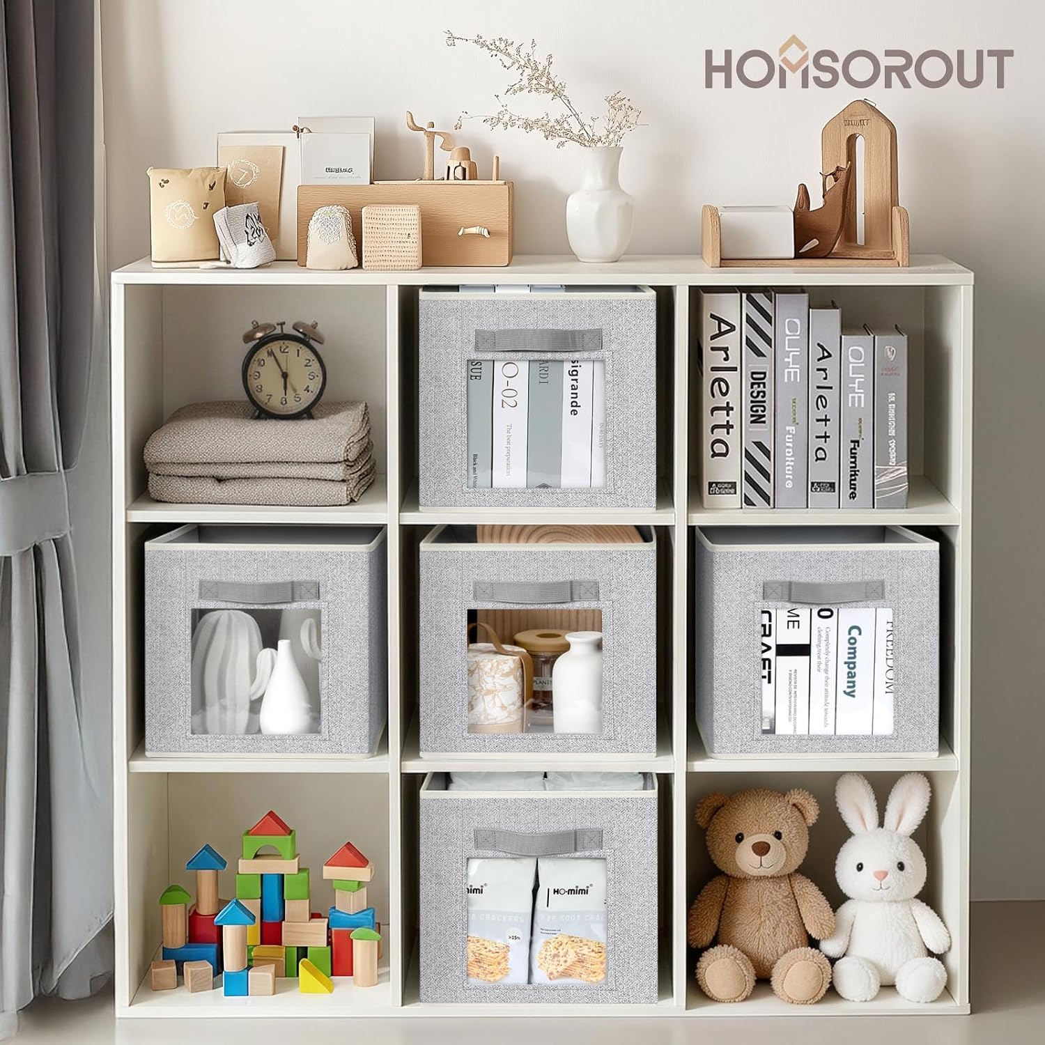 Light Grey Fabric Cube Bins 8 Pack