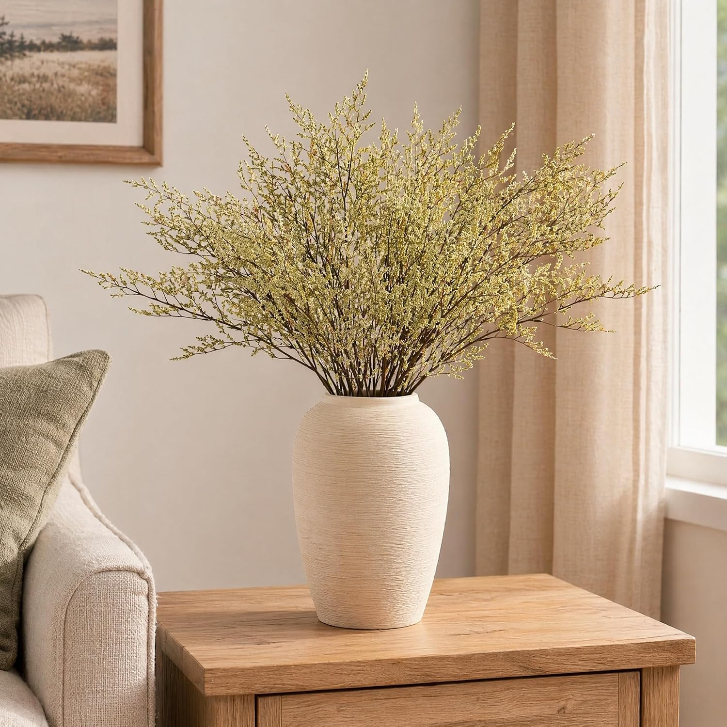 Textured Beige Ceramic Vase