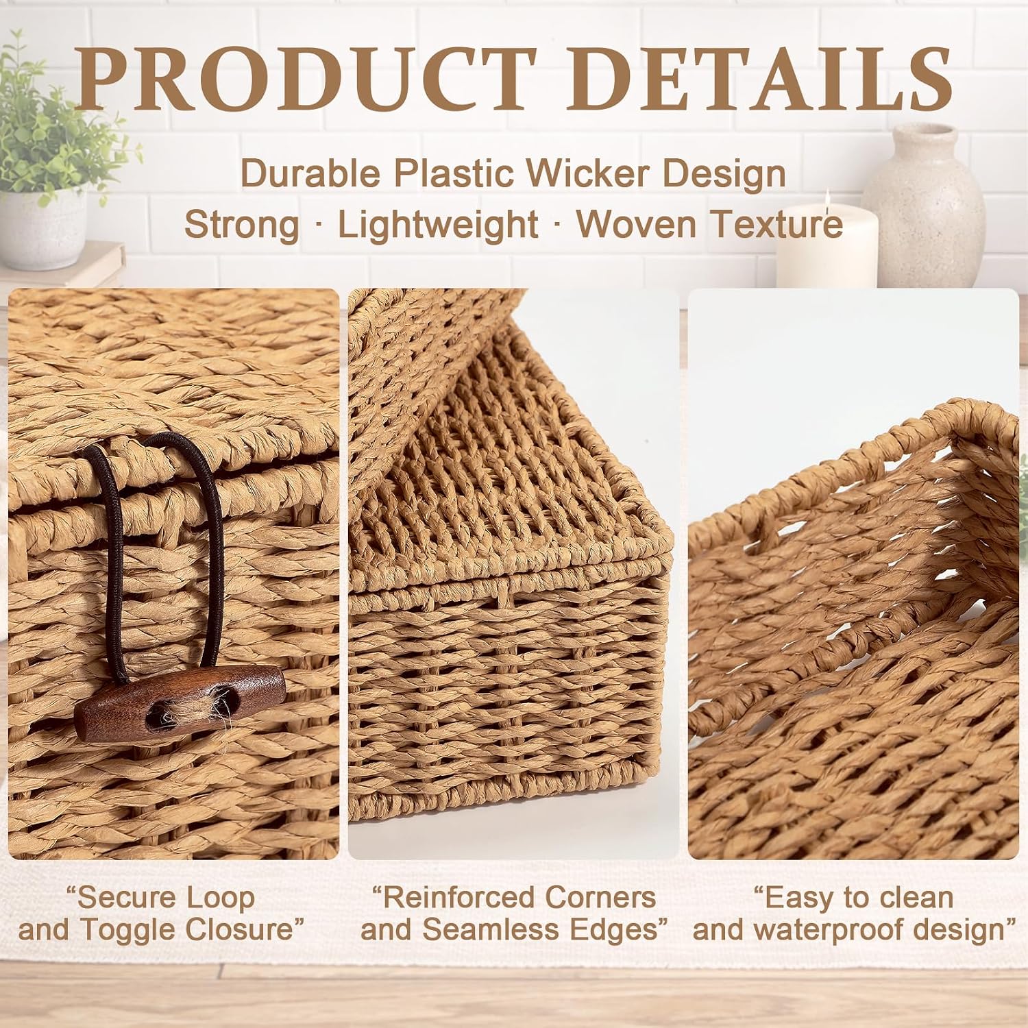 Paper Rope Wicker Storage Baskets