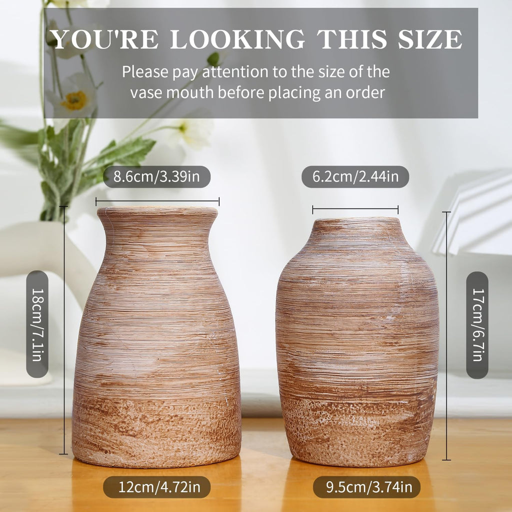 Neutral Terracotta Rustic Vase Set of 2