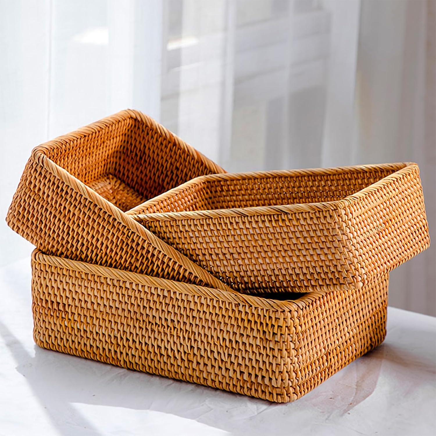Nesting Natural Rattan Storage Baskets