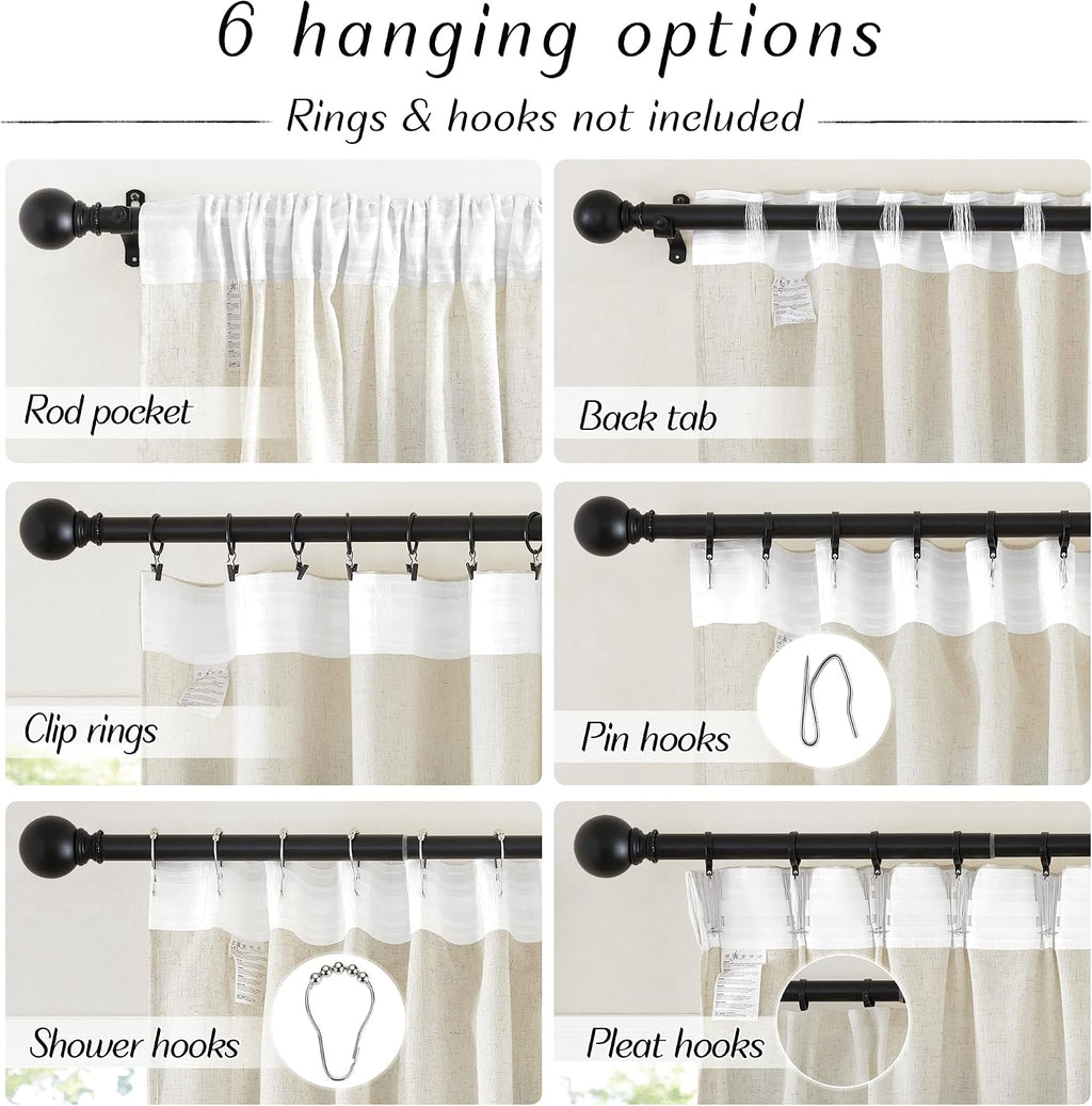 Natural Linen Blend Curtains 2 Panels