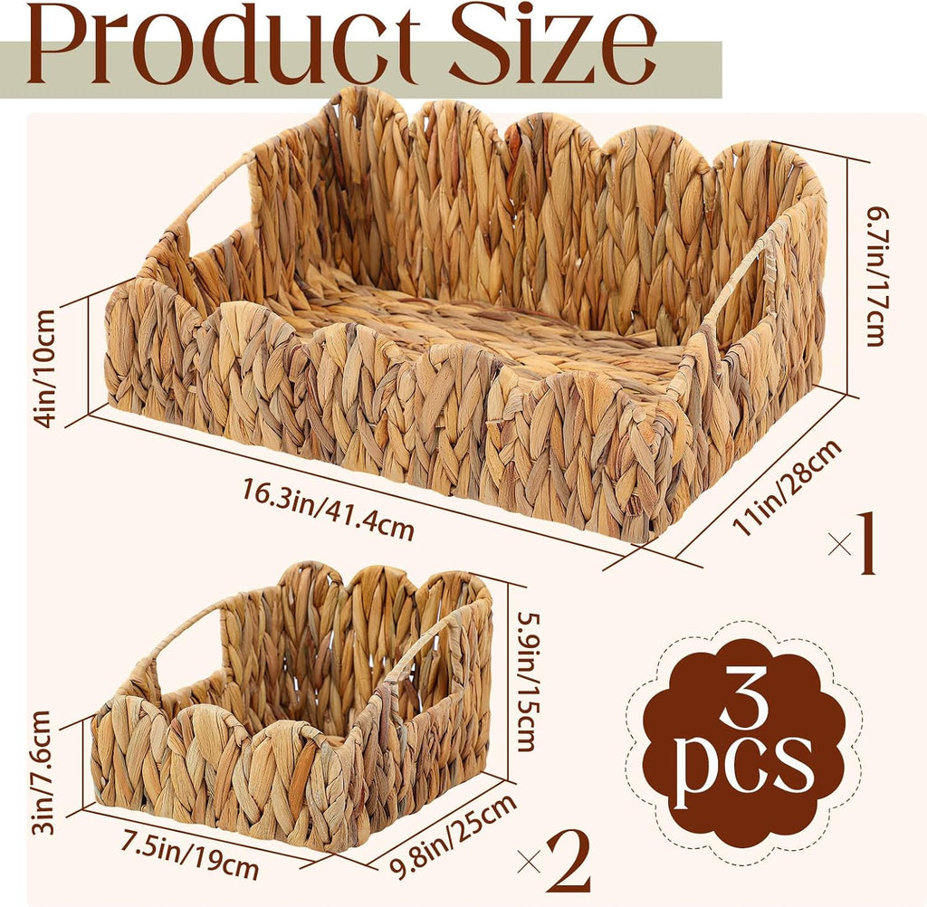 Scalloped Water Hyacinth Storage Baskets