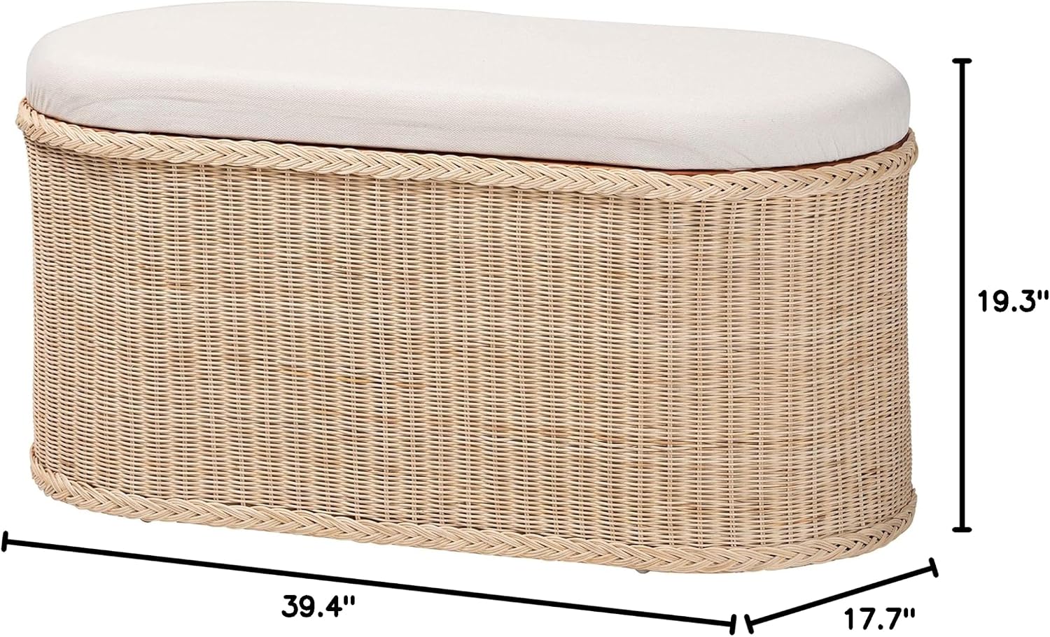 Rattan Storage Bench With Cushion