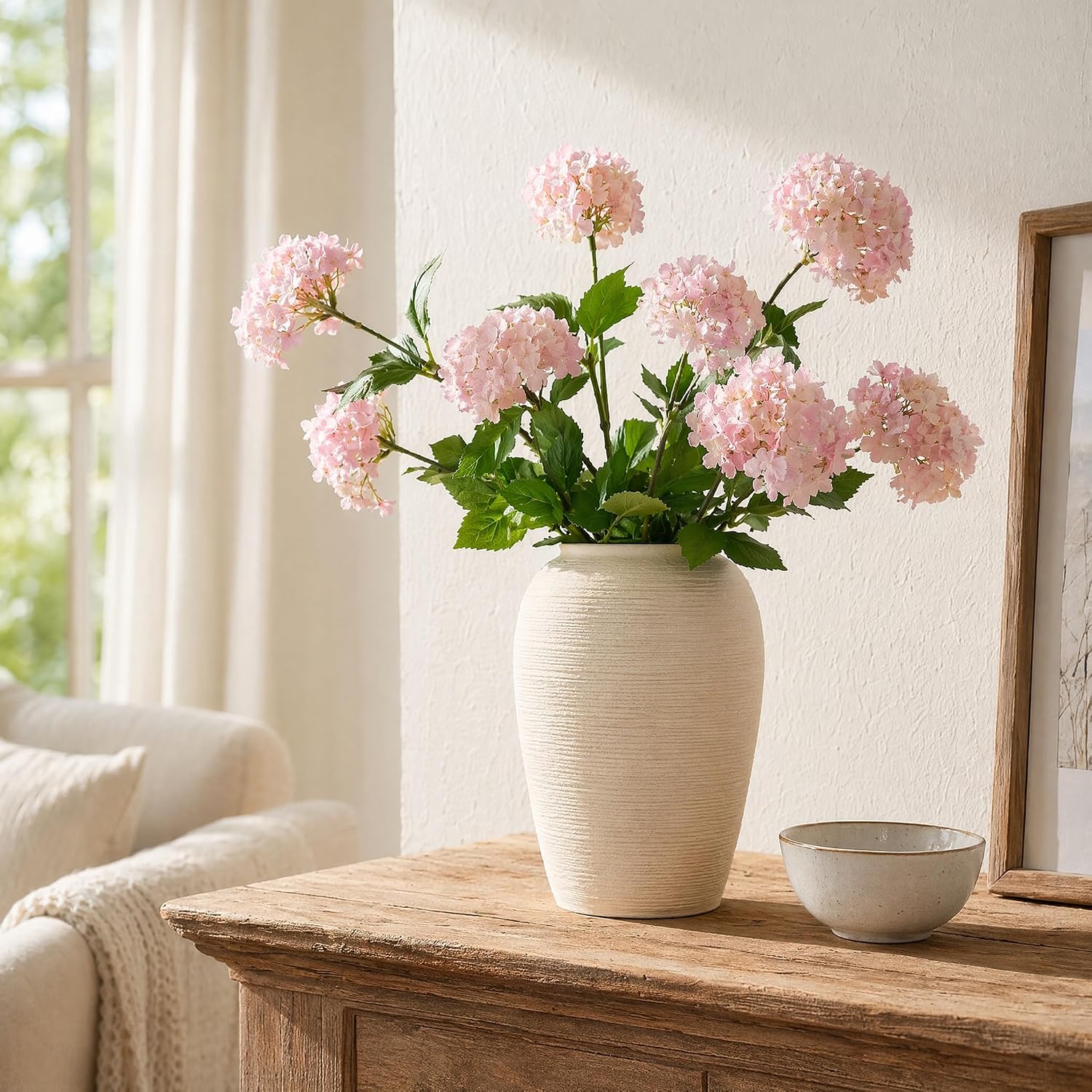 Textured Beige Ceramic Vase