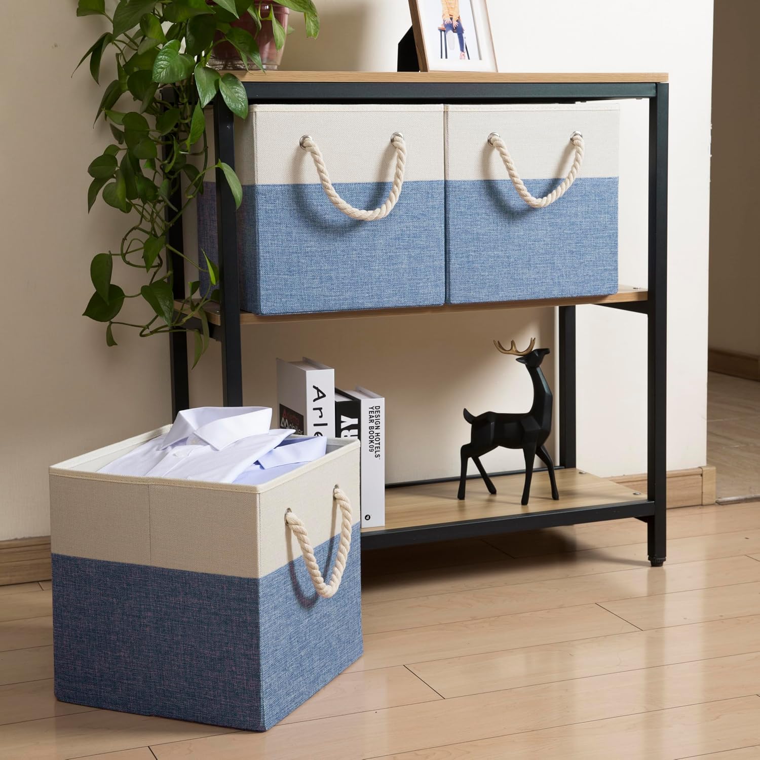 Linen Cube Storage Bins 4 Pack