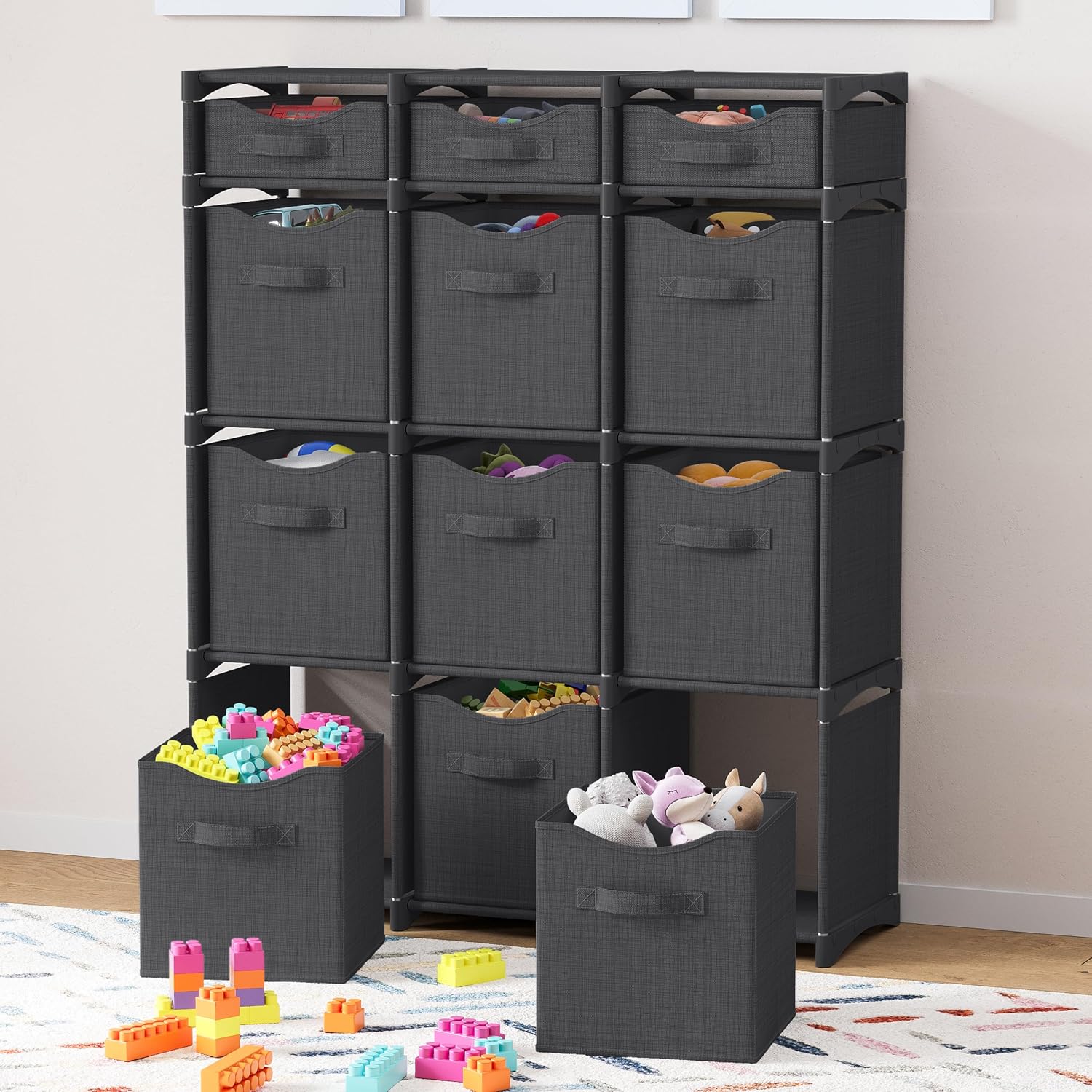 12 Cube Storage Organizer Dark Grey