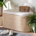 Rattan Storage Bench With Cushion