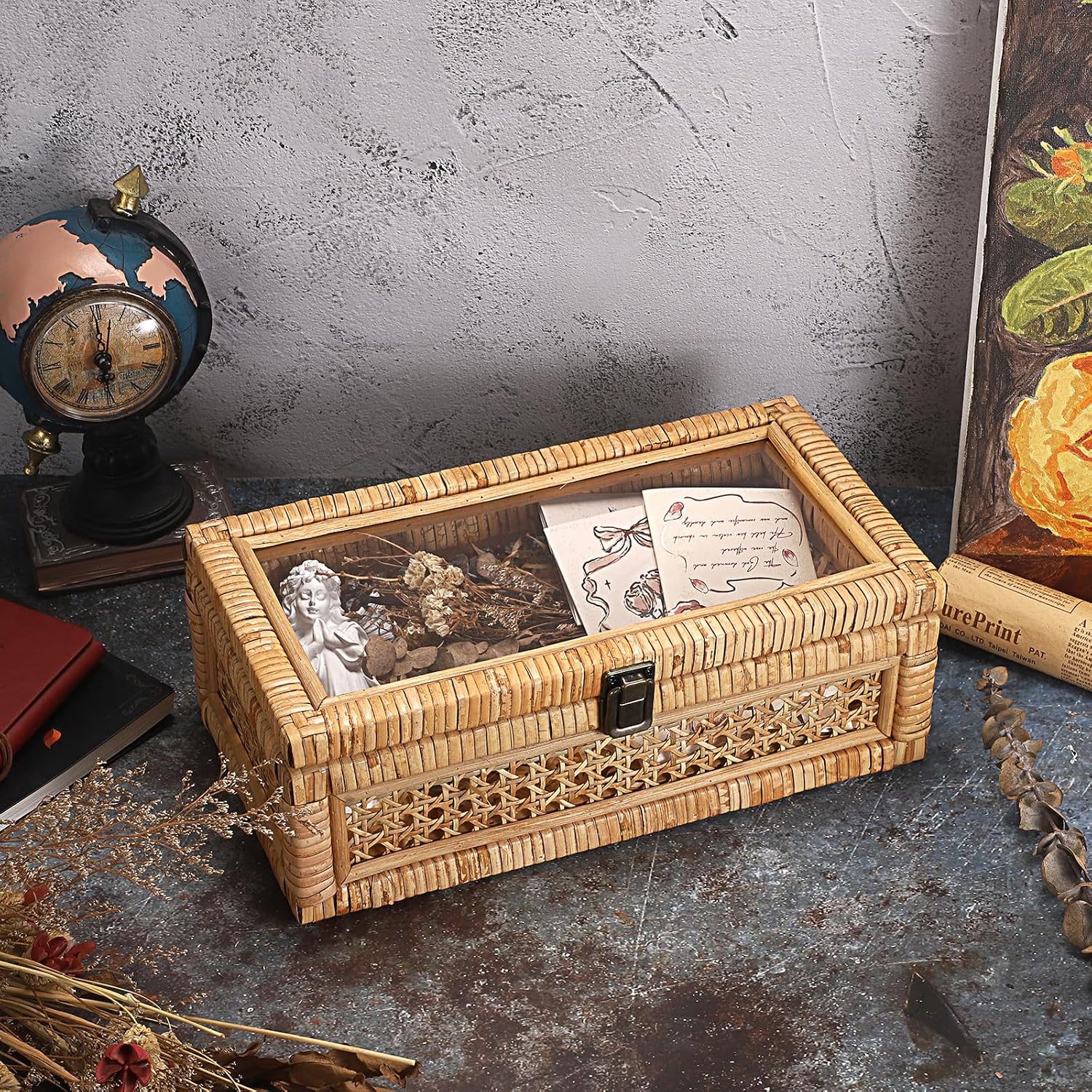 Clear Lid Lockable Rattan Storage Box