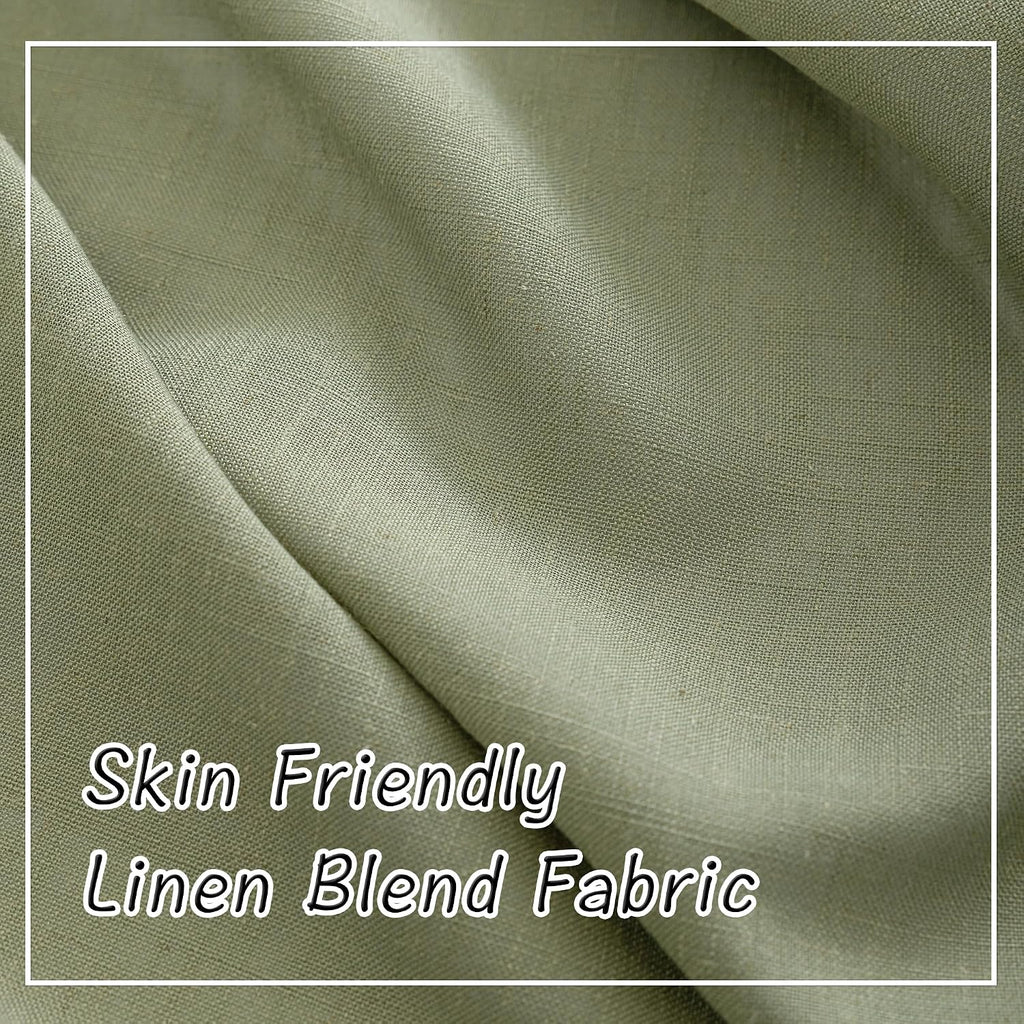 Sage Green Linen Back Tab Curtains Set of 2