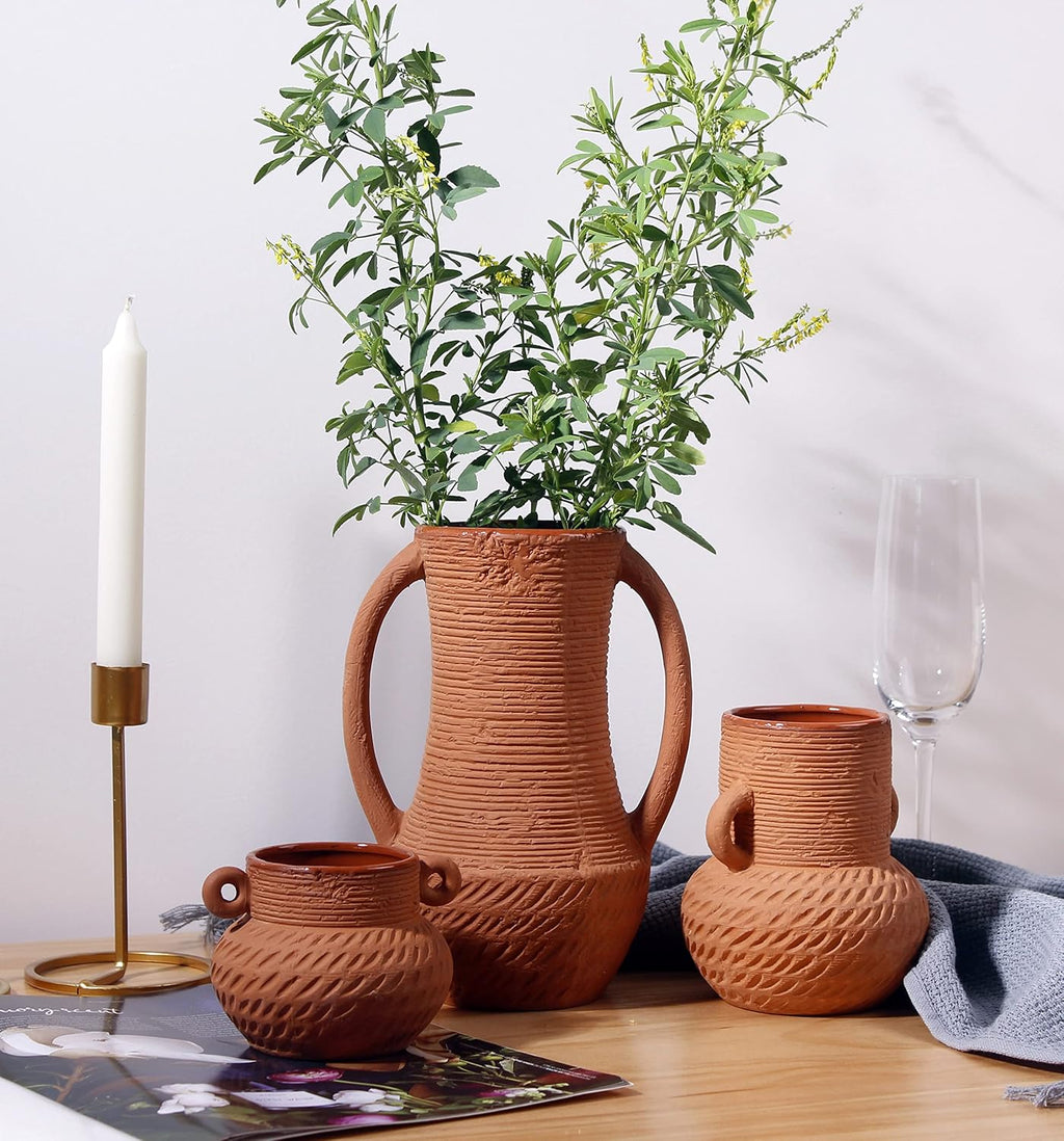 Rustic Ceramic Vase Set of 3