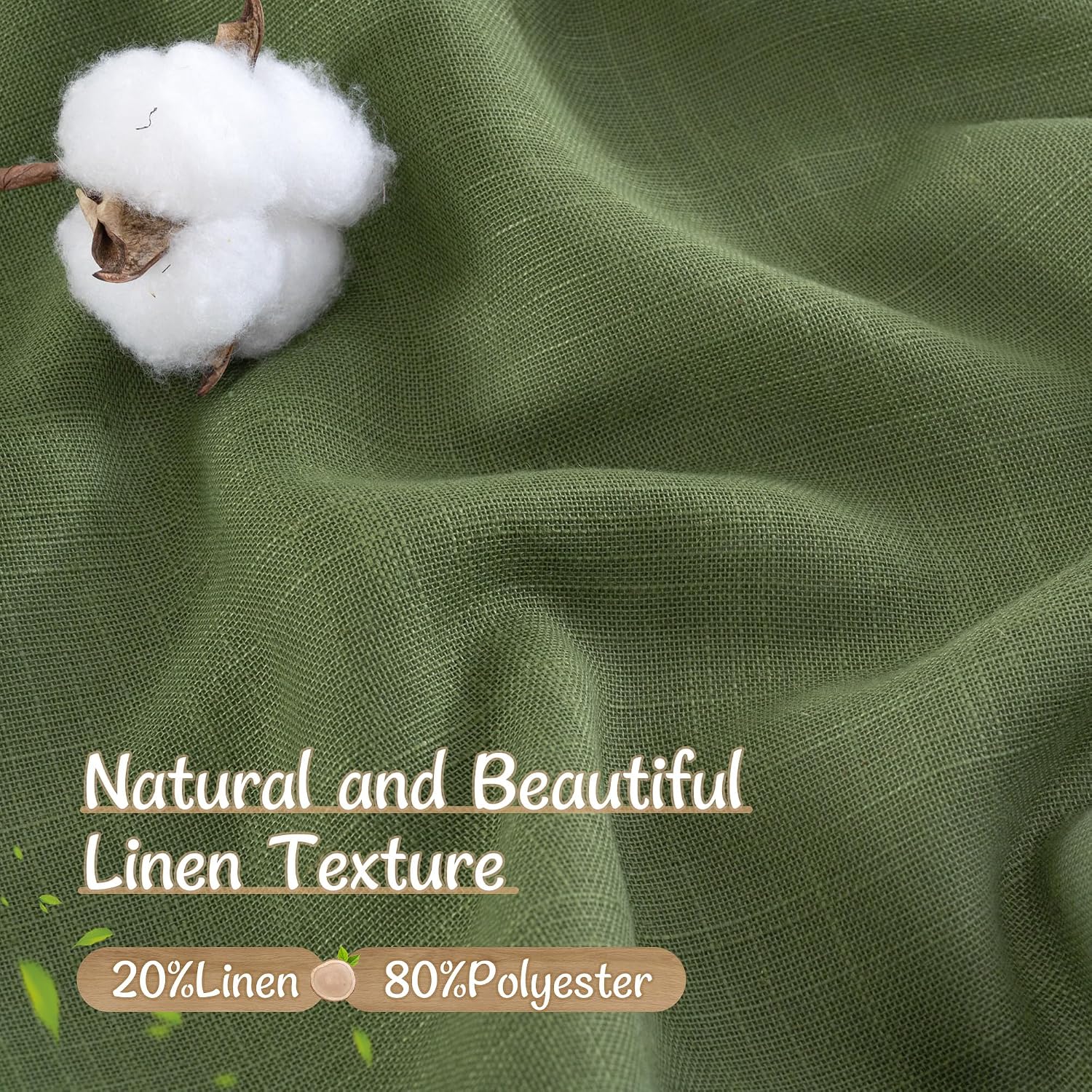 Sage Green Linen Sheer Curtains 2 Panels