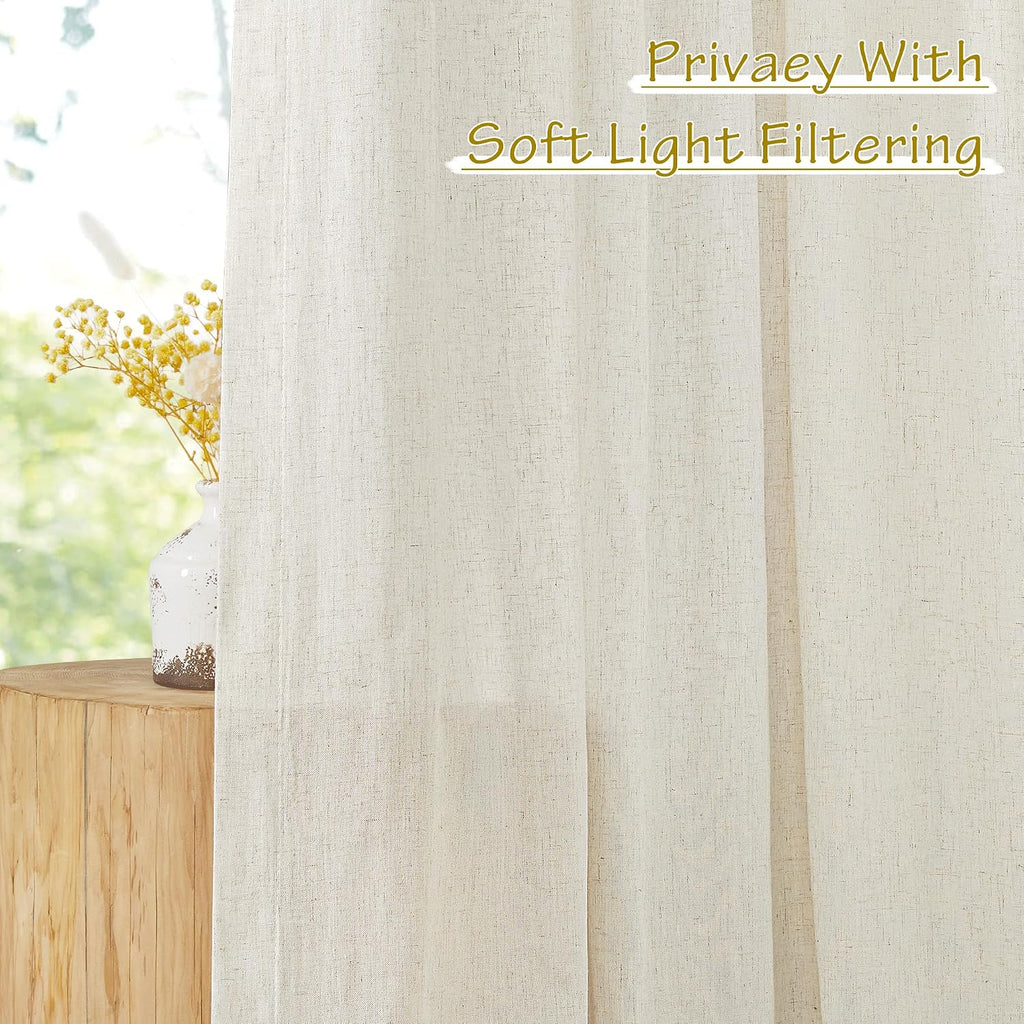 Natural Linen Blend Curtains 2 Panels