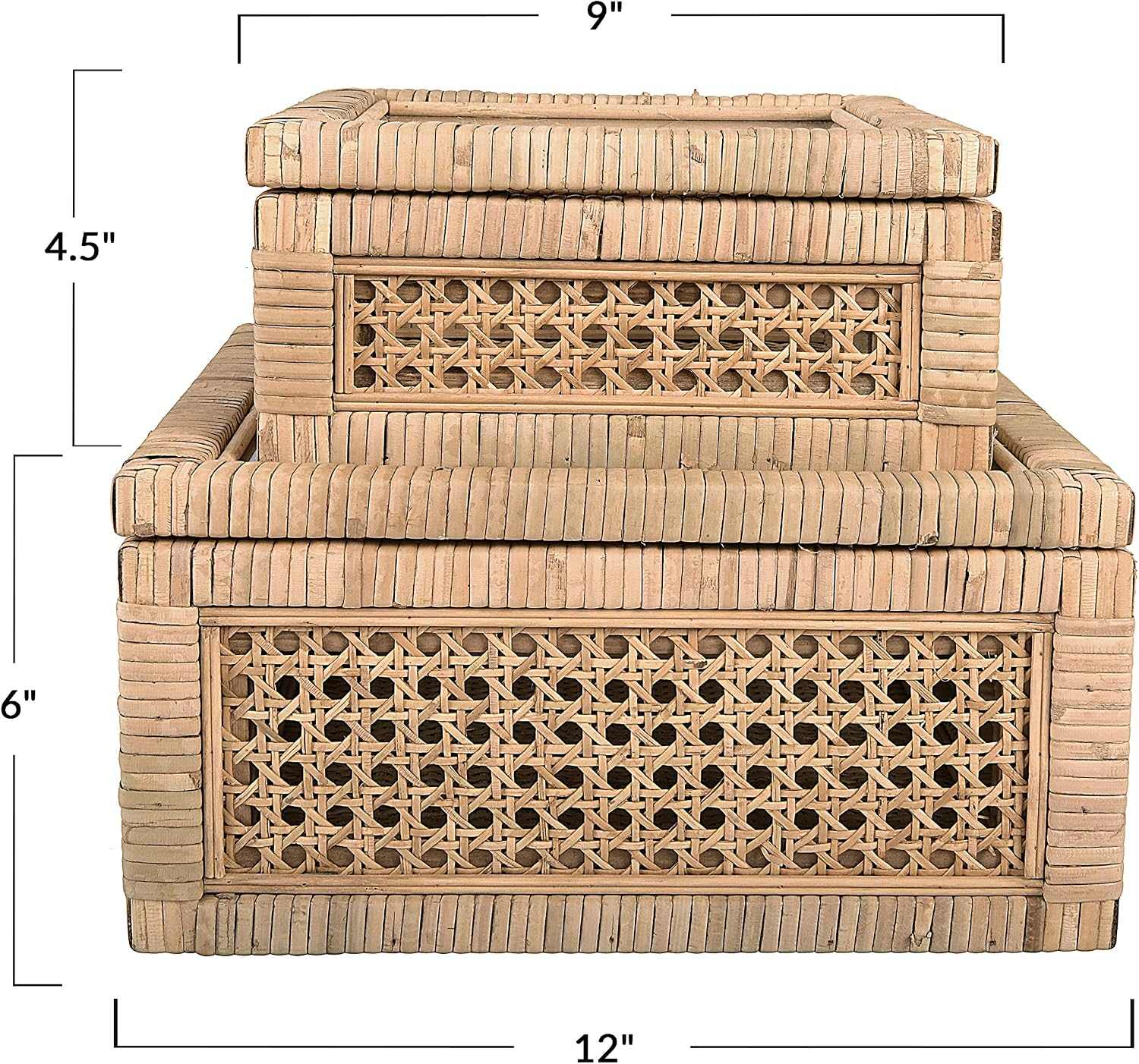 Glass Top Rattan Wood Display Boxes